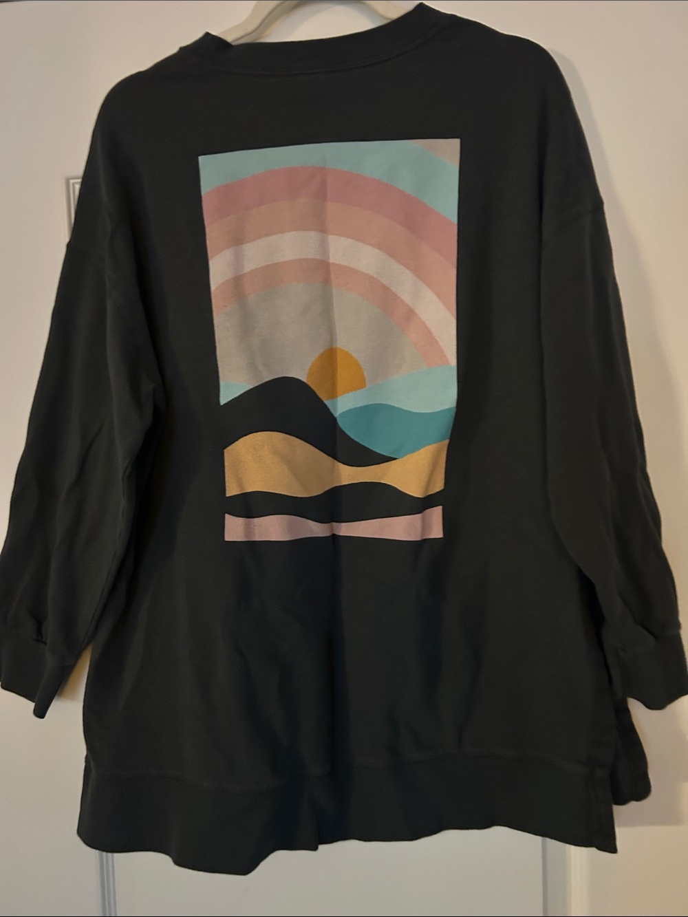 Old Navy Black Sweatshirt with Pink Collar Text